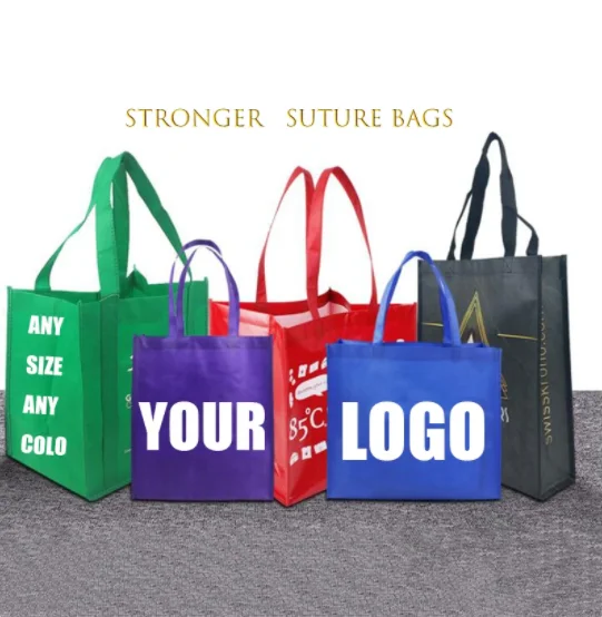 Custom Printed  Promotional Nonwoven Fabric Grocery Cloth Totebag Wholesale Gift Bag Non Woven Bag Shopping Tote Bag With Logo