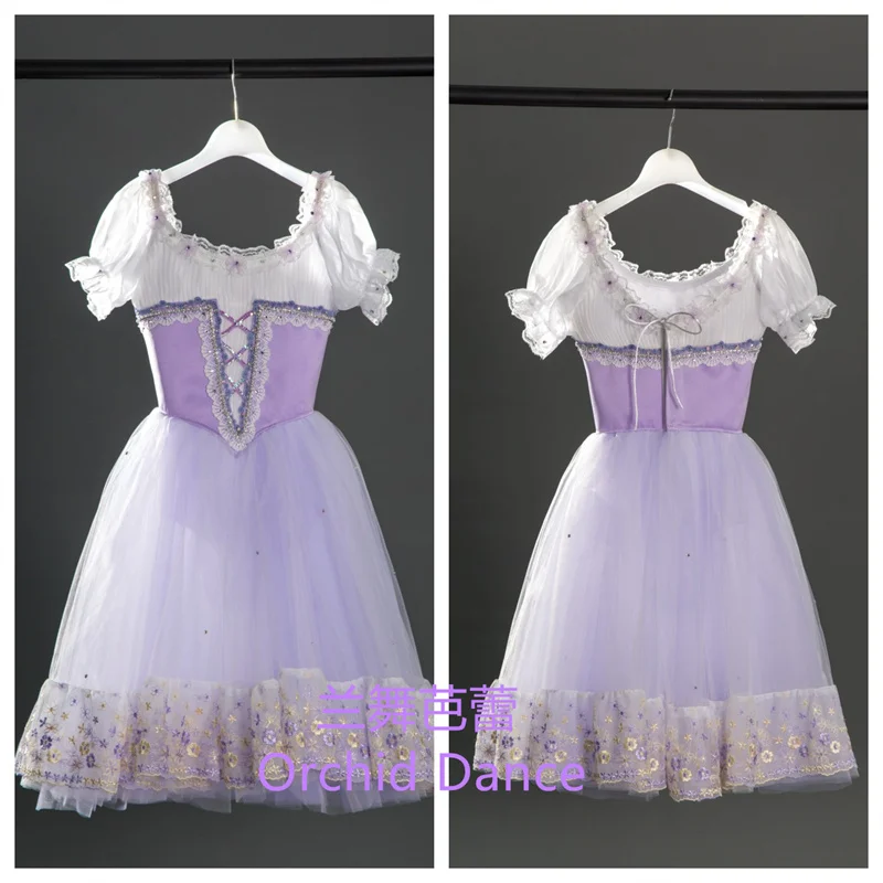 New Design Gradient Kids Girls Children Pre-professional Performance Wear Light Purple Ballet Tutu Dress