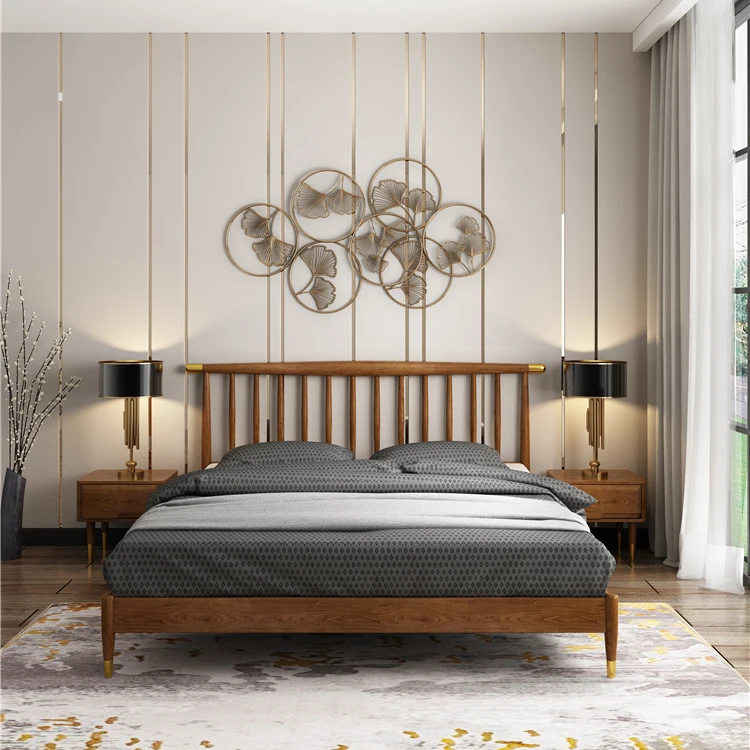 Luxury Solid Wood Teen Bedroom Slatted Adjustable Bed Double Bedroom Sets Bed On Sale Wooden Beds