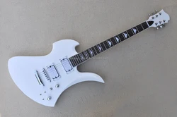 Flyoung White Unusual Shape Electric Guitar Factory Custom Guitar Chrome hardwares guitar