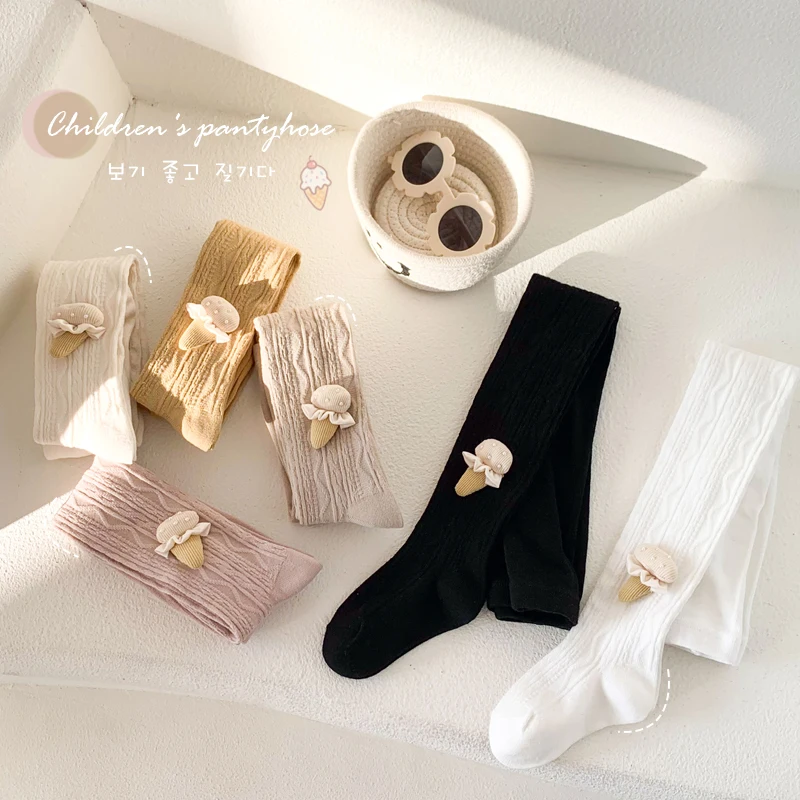 High Quality Girls Pantyhose Princess Breathable Soft Cotton Knitted Socks Icecream Leggings Socks for Kids