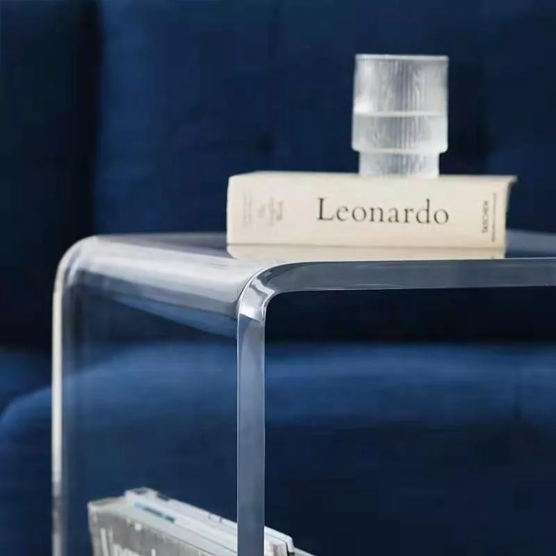 Clear Acrylic Bedroom Furniture Lucite Table With Four Wheels Luxury Coffee Table