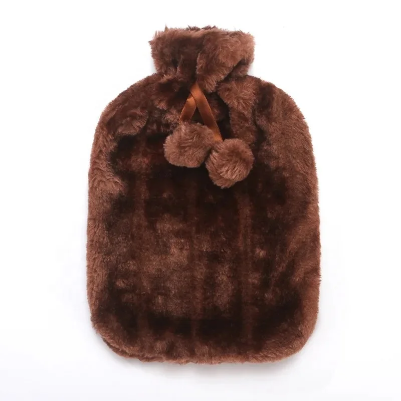 2L faux fur BS quality Factory direct sale hot water bottle for warming hands