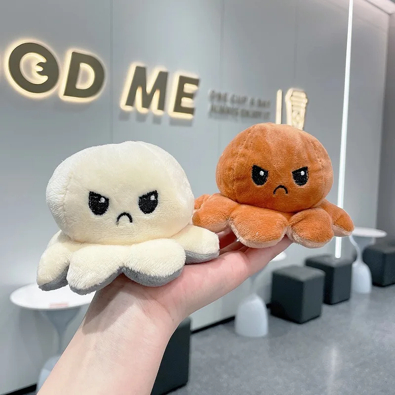 Cute Ocean Animal Student Backpack Pendant Keyrings Plush Doll Wholesale Flipped Plush reversible octopus keychain plush