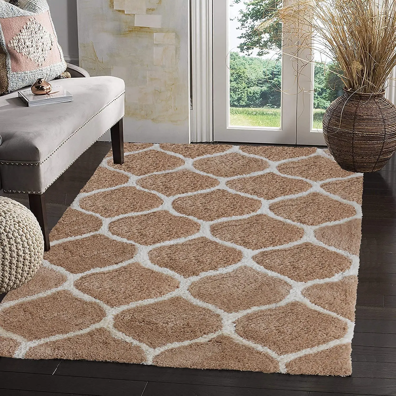 Custom large size living room bedroom wilton carpets Nordic style Moroccan Trellis Flooring mat Rug striped mat printed carpet