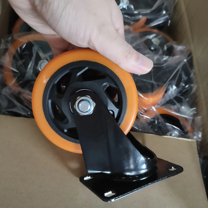 Orange rueda de pvc Medium duty Swivel type caster wheels with brake heavy duty