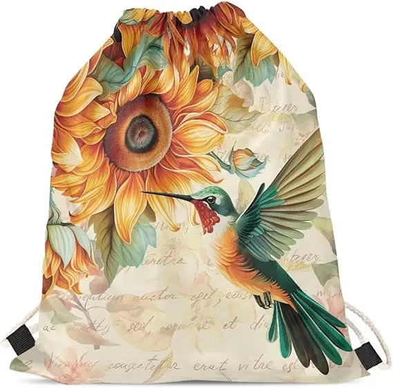 Hot selling Colorful printed rpet oxford polyester drawstring bag with custom logo