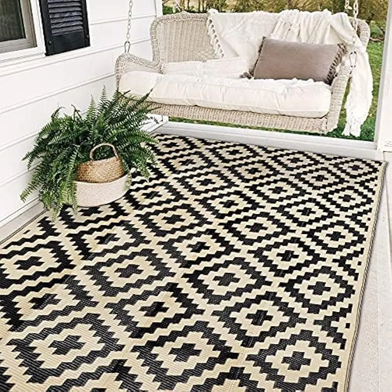 Outdoor Rugs Reversible Mats Clearance Waterproof Area Mat Carpet with Corner Loops for Patio Camping Blanket