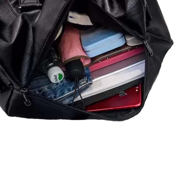 
wholesale duffel bag gym pu leather duffel toiletry traveling bag set for women 