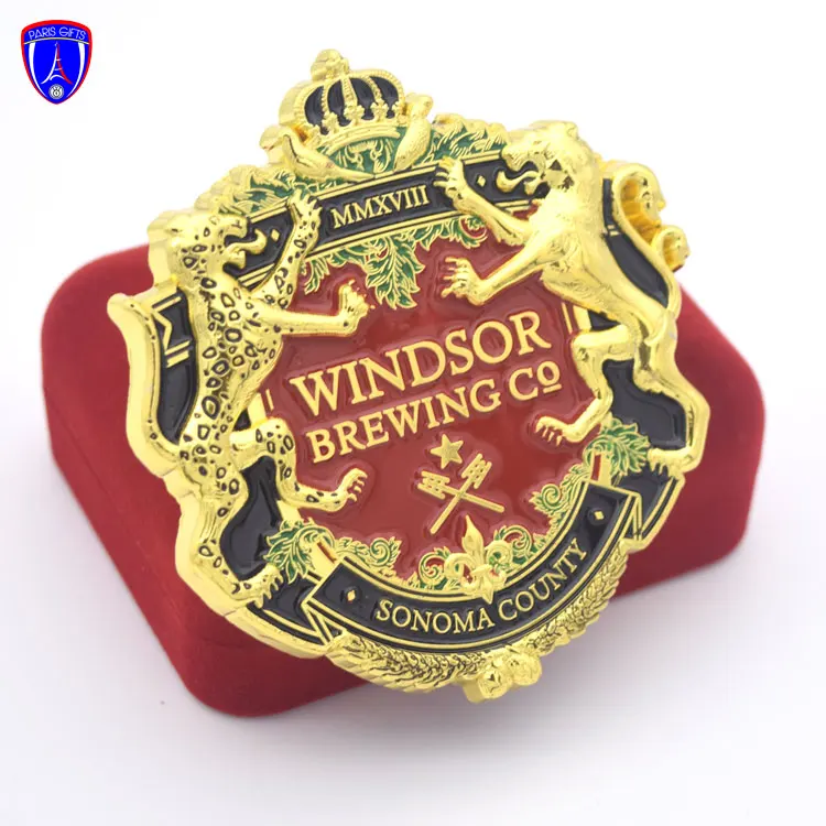 High Quality 3D Gold Plated Metal Nameplate WINDSOR BREWING Personalized Name Plates for SONOMA COUNTY
