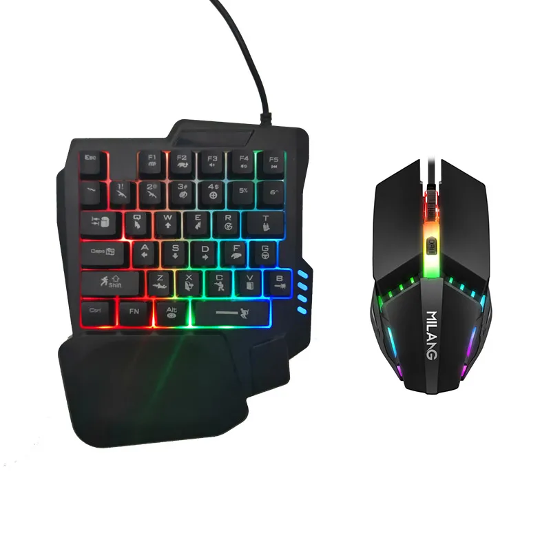 Хит продаж, игровая клавиатура G93 с RGB-подсветкой для одной руки, проводная USB клавиатура с радужными буквами, светящаяся одинарная механическая