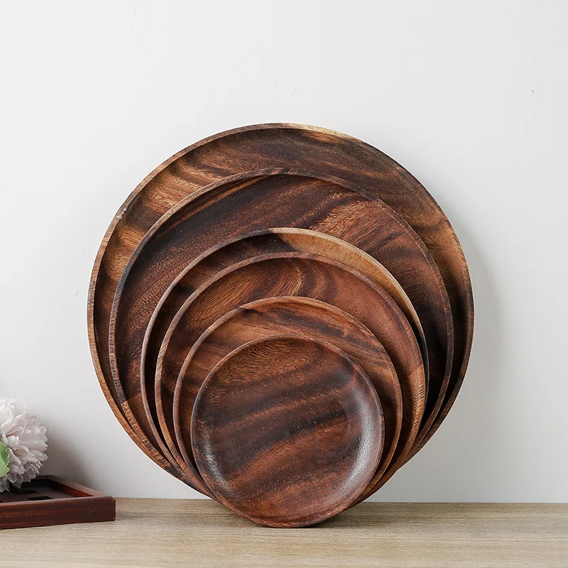 Hot Selling Wood Tableware Set Family Dining Plate Salad Bowl Italian Noodle Board Kitchen Supplies Handcrafted Wooden Tableware