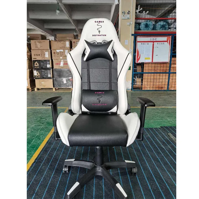 Adjustable Ergonomic Gaming Chair East Seat White And Black Gaming Chair PU Leather Racing Chair