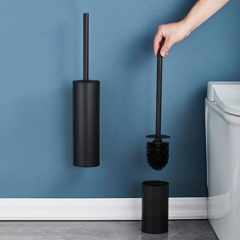 Household wall mounted stainless steel toilet brush holder set brushed gold black toilet cleaning brush holder for bathroom