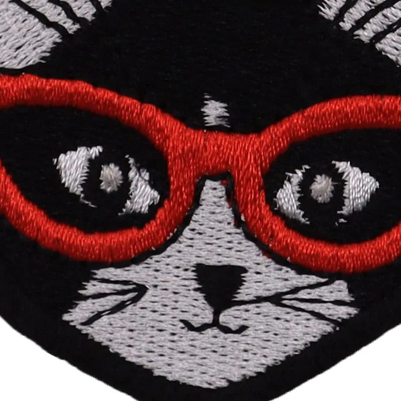 Wholesale patch custom logo Glasses cat iron on for clothing and hat evening dresses embroidery patches
