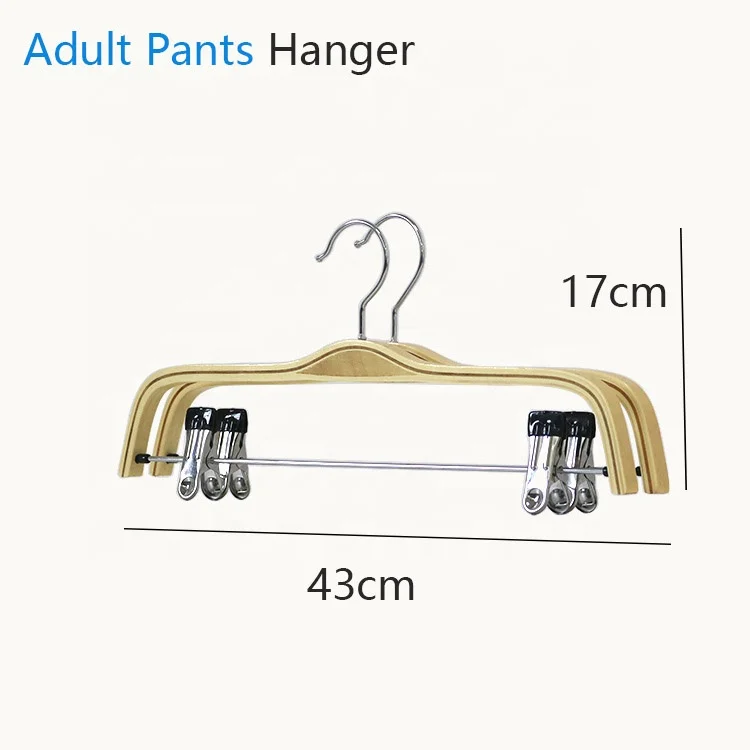 Natural Plywood Hanger Popular Hot Sale Clothes Wooden Casual Dresses Hanger With Clip