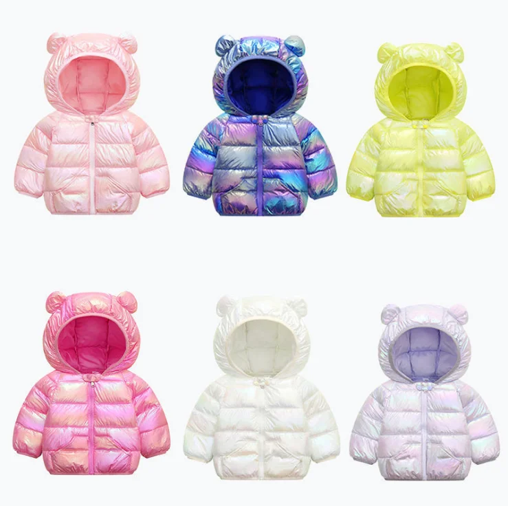 201228 Baby Boys Girls Light Puffer Padded Jacket Bear Hooded Infant Outerwear Winter Down Coats For Kids