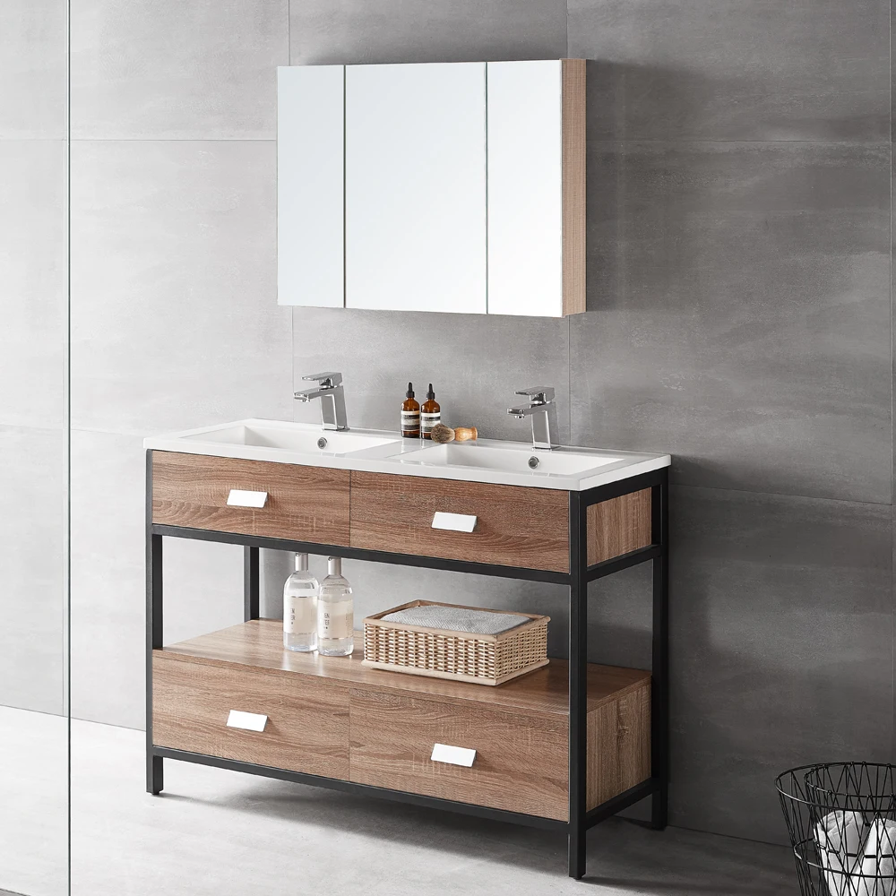 
Foshan furniture modern drawer bathroom wash basin mirror cabinet vanity with legs 