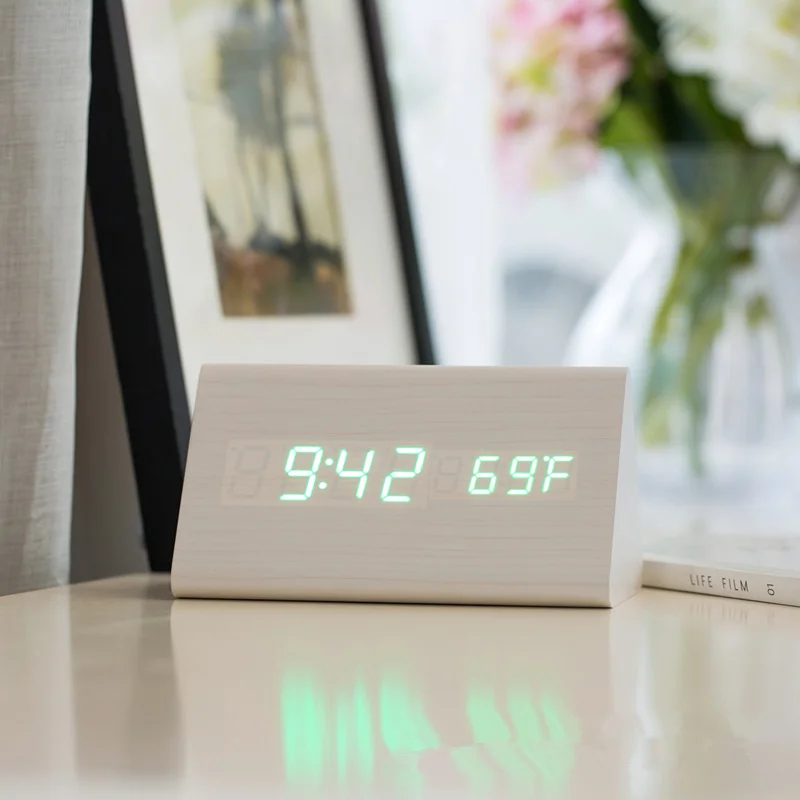 
Promotion Wood Bamboo Digital Fashion Led Alarm Clock Animal Sound with Led Clock Digital Clock 