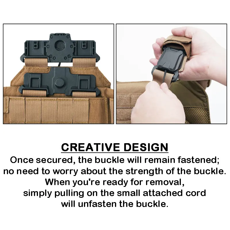 1000D Nylon High Strength Magnet Quick Release Buckle Plate Carrier MOLLE System Combat Tactical Vest