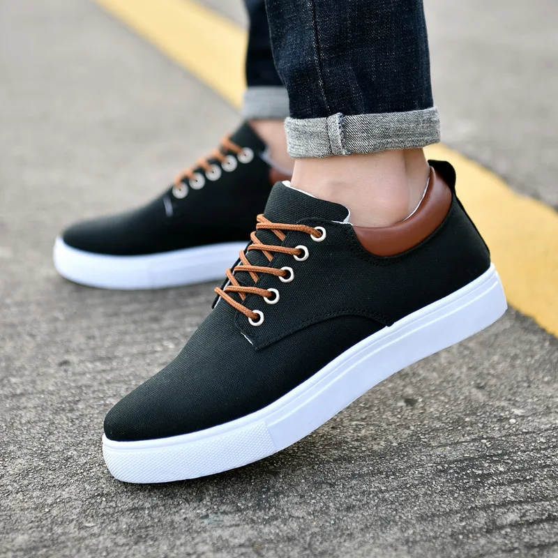 A06  New Canvas Shoes Men Large size Low Cut All Match Non Slip Rubber Sole Flat Heel Round Head Casual Shoes for Men