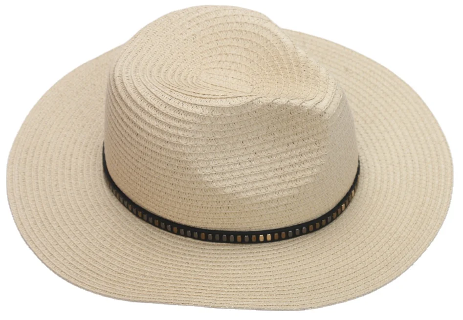 Manufacturers wholesale Panama straw summer beach sun hat with wide eaves to support customized logo for men and women