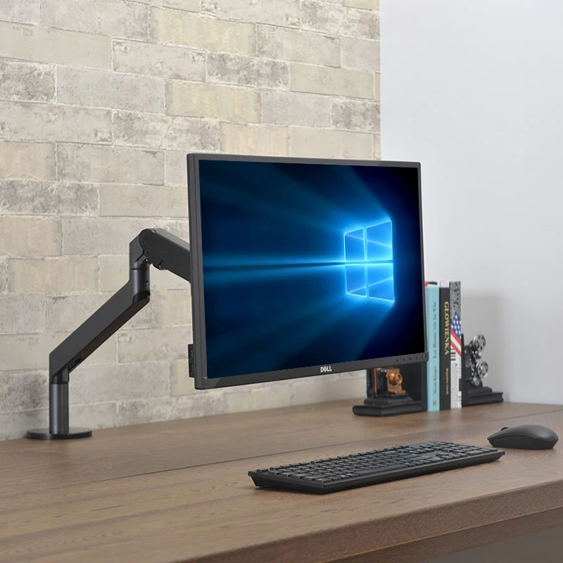 Premium Spring Gas Monitor Mount Arm for Single Screens From 17-32 Inch in Silver and Dark Grey