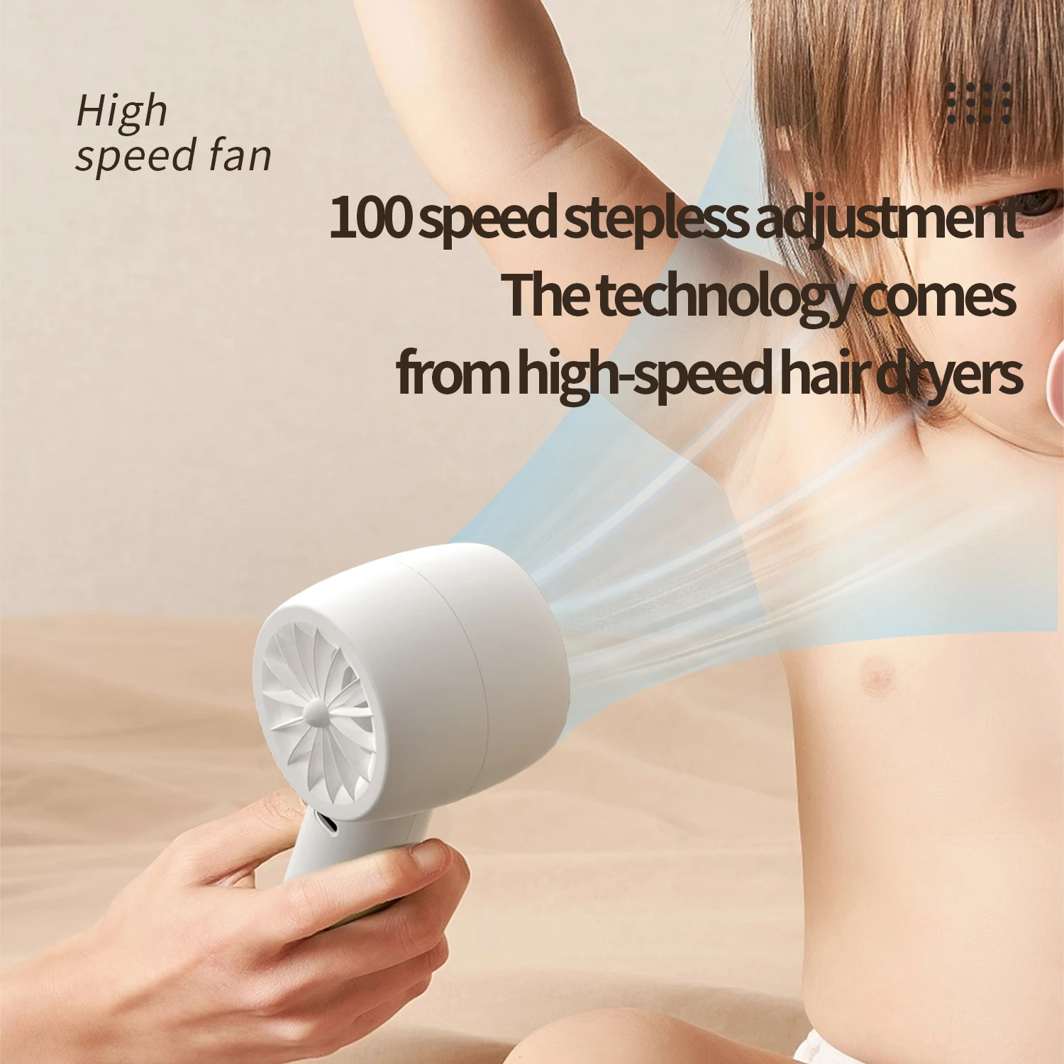 100 Speed Portable Fan Battery Operated Travel Cooling Fan
