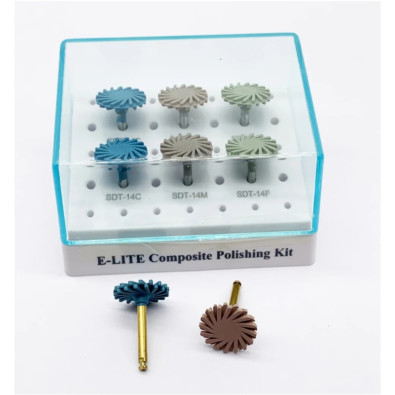 6 шт./кор. спиральный резиновый Алмазные полировальные инструменты Стоматологическая RA низкой скорости для конических фрез измельчения Смола протез с композитными диски