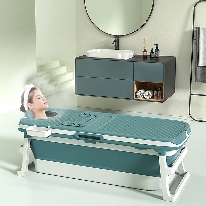 Family Bathroom SPA Tub with Thermostatic Cover for Shower 149cm Large Size Soaking BathTub for Adult