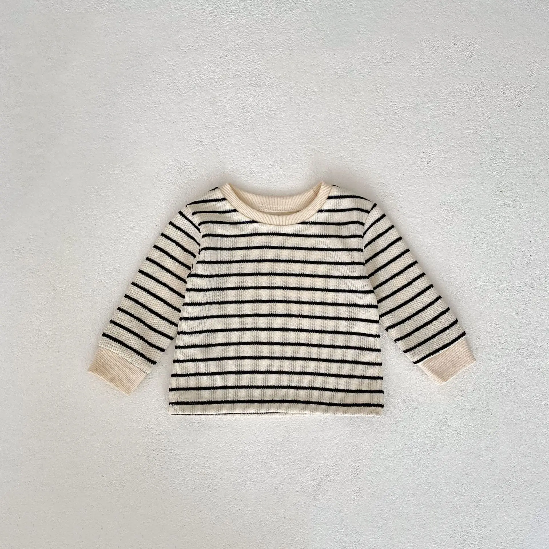Spring and Autumn Infant Treasure Clothes  Striped Top + Denim Jumpsuit Baby Jeans Set