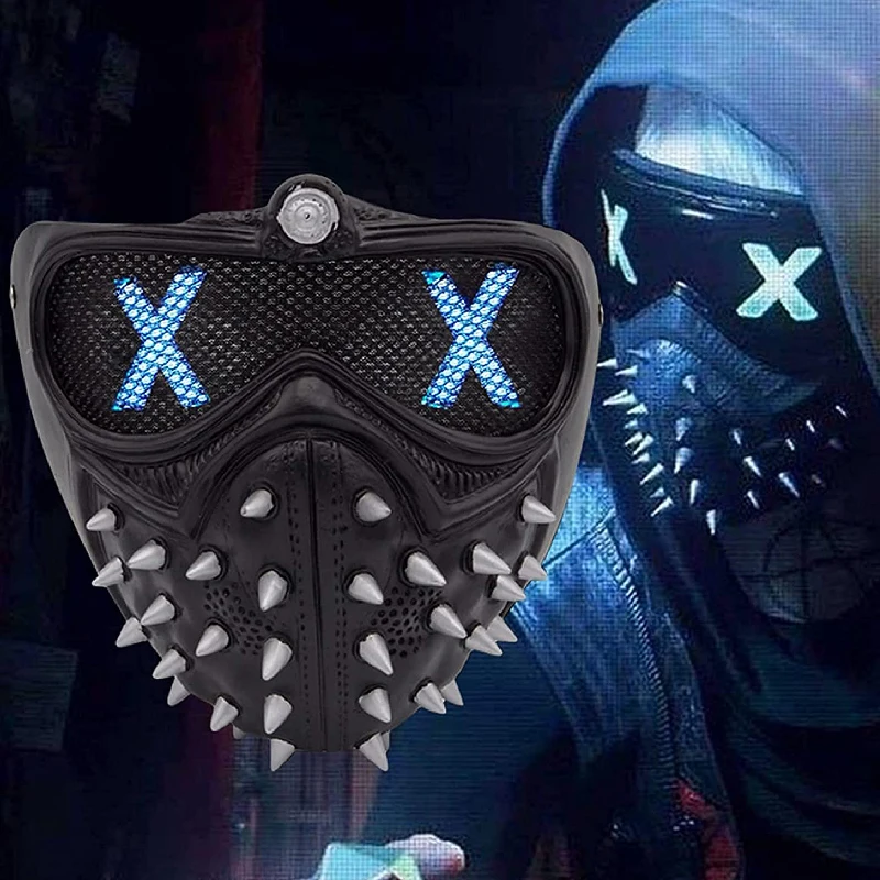 Игры Watch Dogs маска-ключ дюймовый стандарт светодиодный свет с заклепками черный уход за кожей лица маски для костюмированного представления