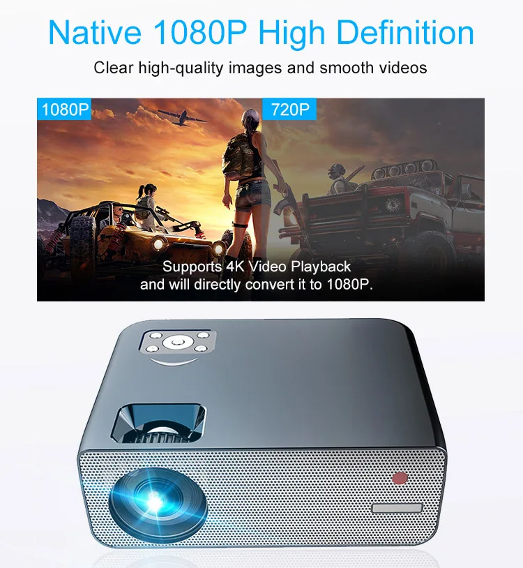 Multi-Screen Function Projector Full Hd 1080P With Wifi Android 9.0 Mobile Phone Home Theater Projector