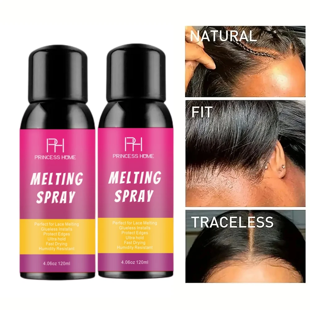 Private Label 120ml Strong Natural Forming Hold Lace Melting Spray Strong Hold Fast Dry Invisible Hair Glue Melting Spray