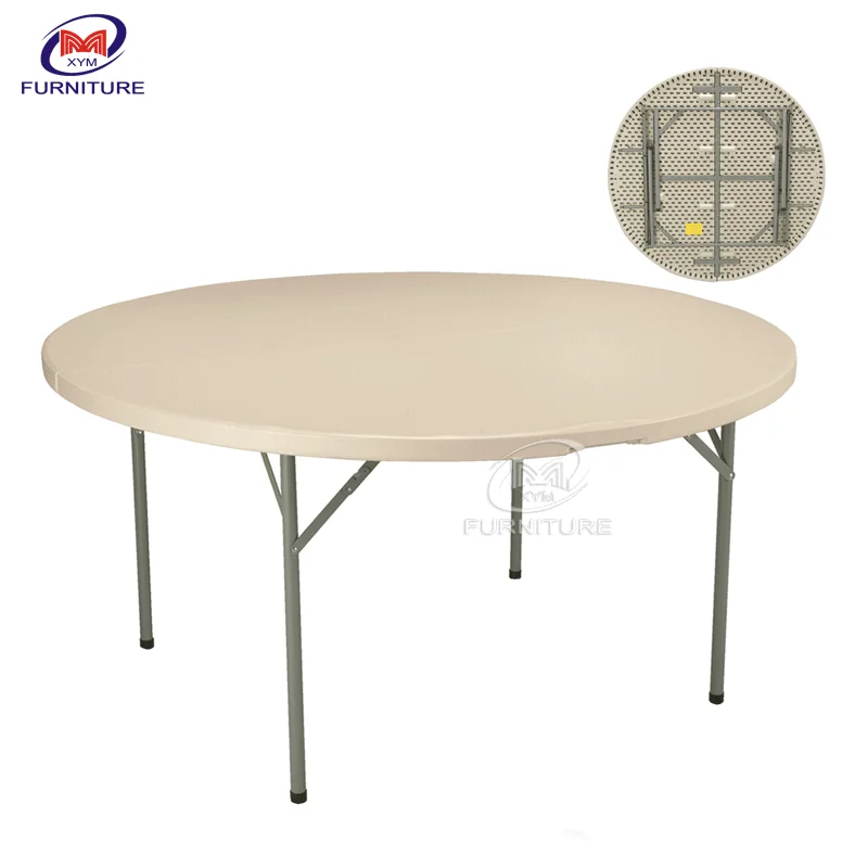 6ft 5ft banquet wedding portable round  HDPE folding outdoor plastic tables for events