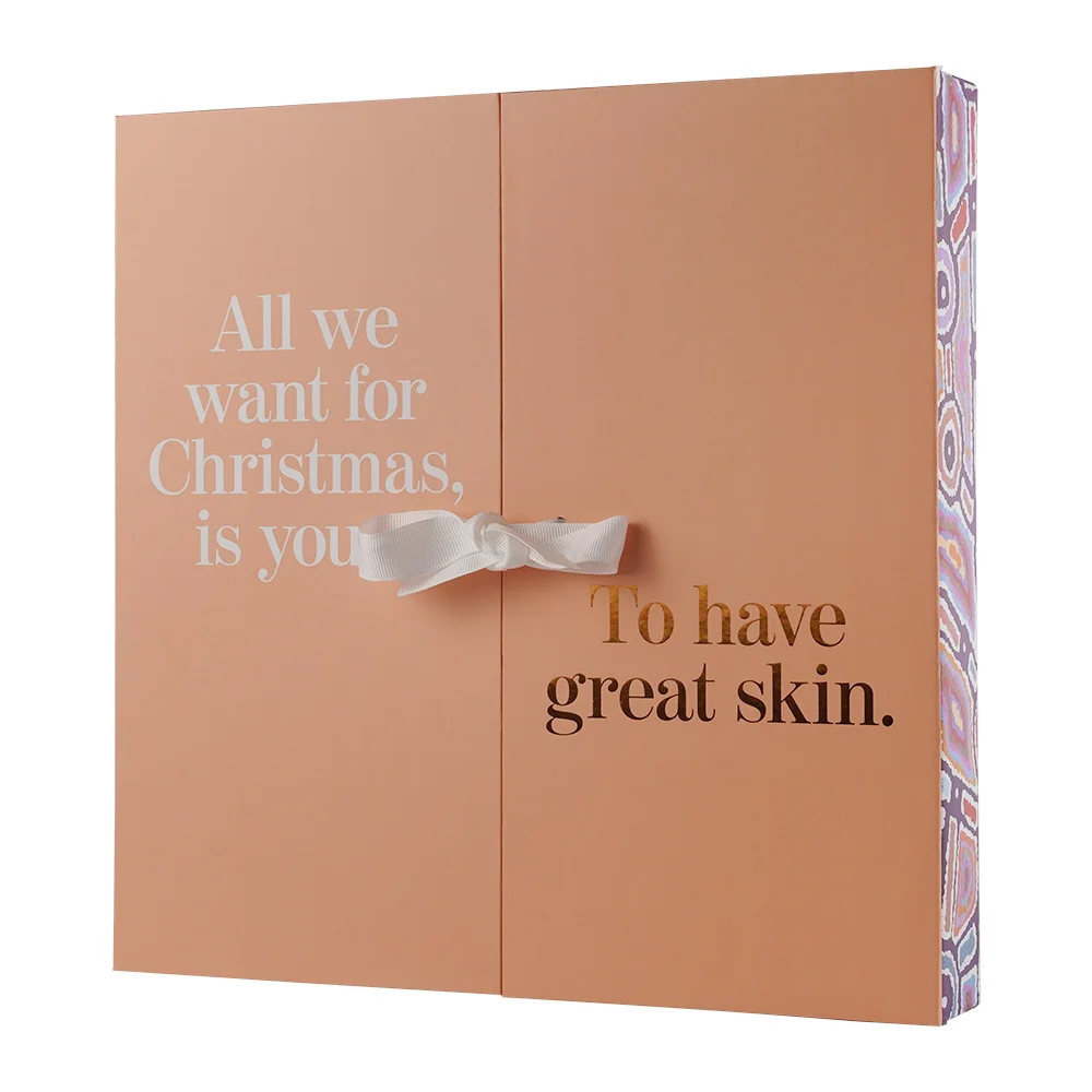 Cardboard Advent Calendar Gift Box Custom Luxury Empty 12 Months Rigid Paperboard Makeup Sets Drawer Boxes With Ribbon Closure