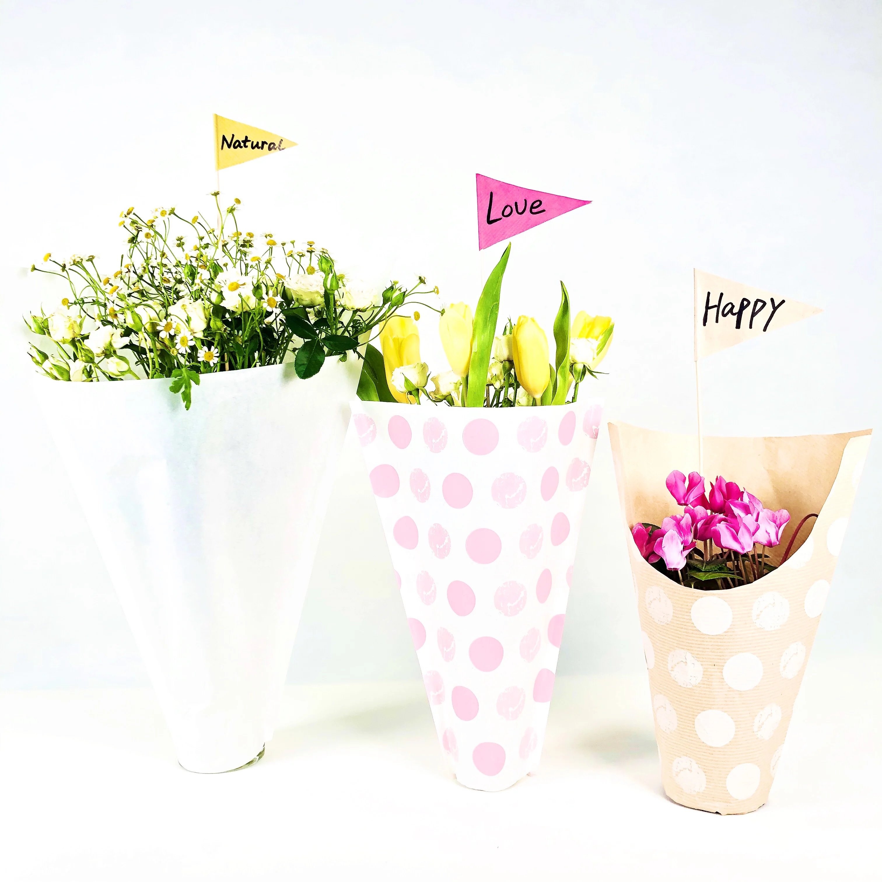 Printed Paper Tulip Bag for Flower Packing Floral Sleeve