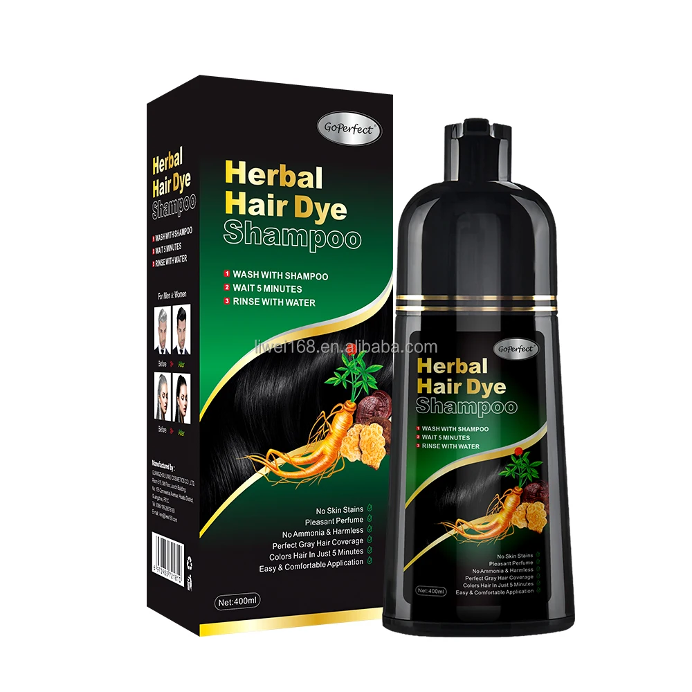 Professional Hair Care Product Magic Herbal Black Hair Dye Shampoo Private Label Black Hair Shampoo For White Coverage