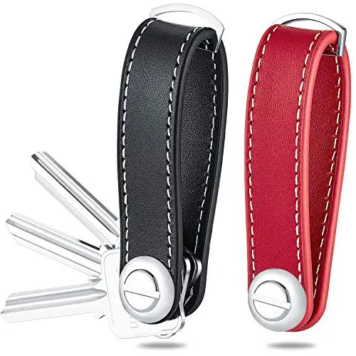 Custom Logo Leather Organizer, With Gift Box Men Women Car Charm Metal Personalized Blank PU Leather Keychain