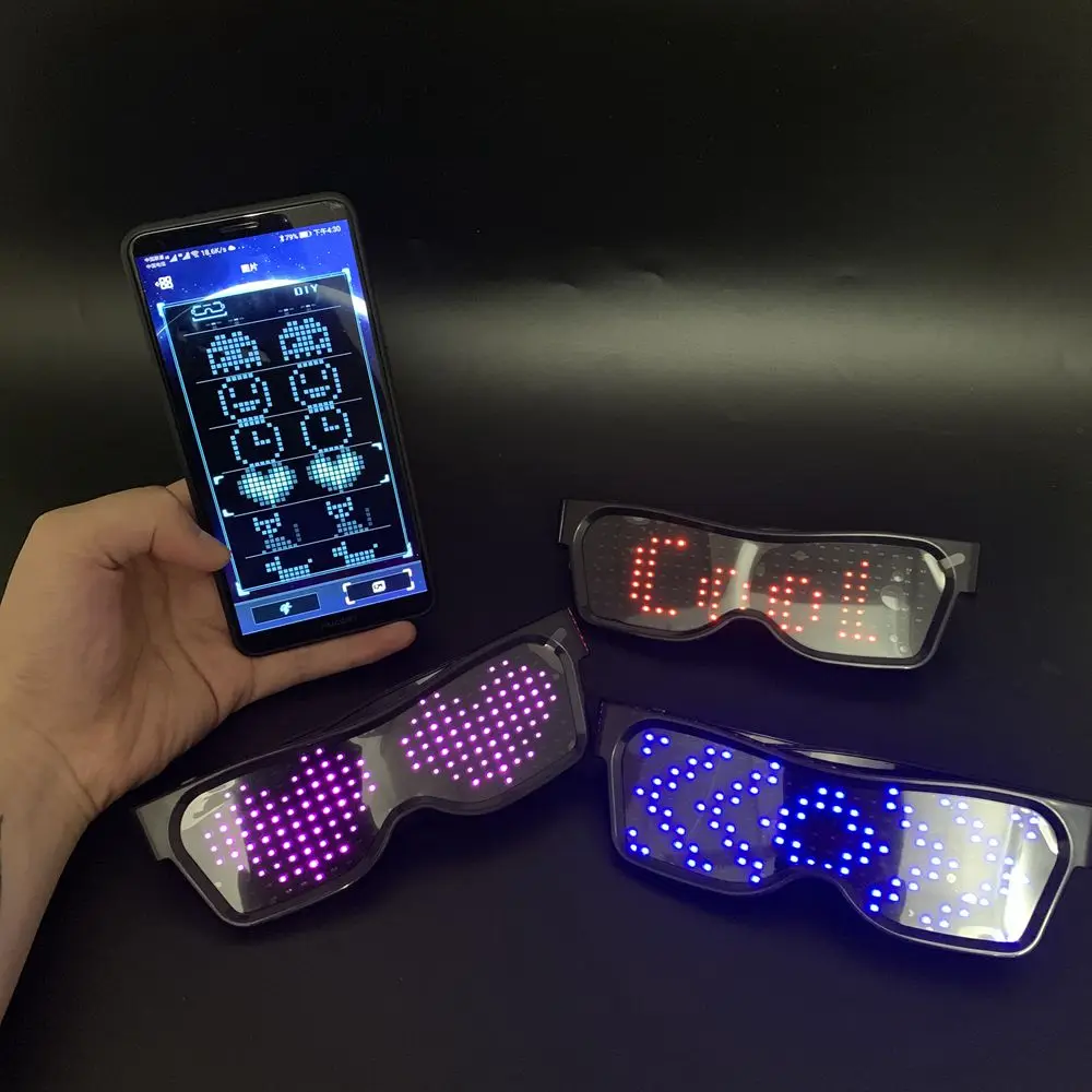 2019 New Magic Hot App Control USB Rechargeable Flashing Led Glasses