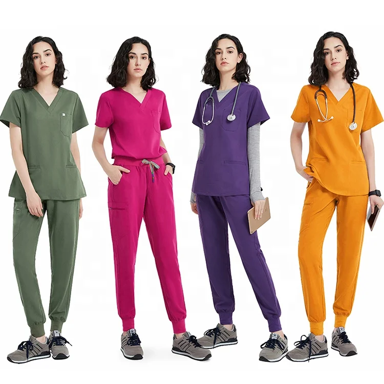 High Quality Rayon Spandex Polyester Wholesale Hospital Womens Scrubs Set Nursing Scrubs Uniforms Sets Nurse Hospital Uniforms