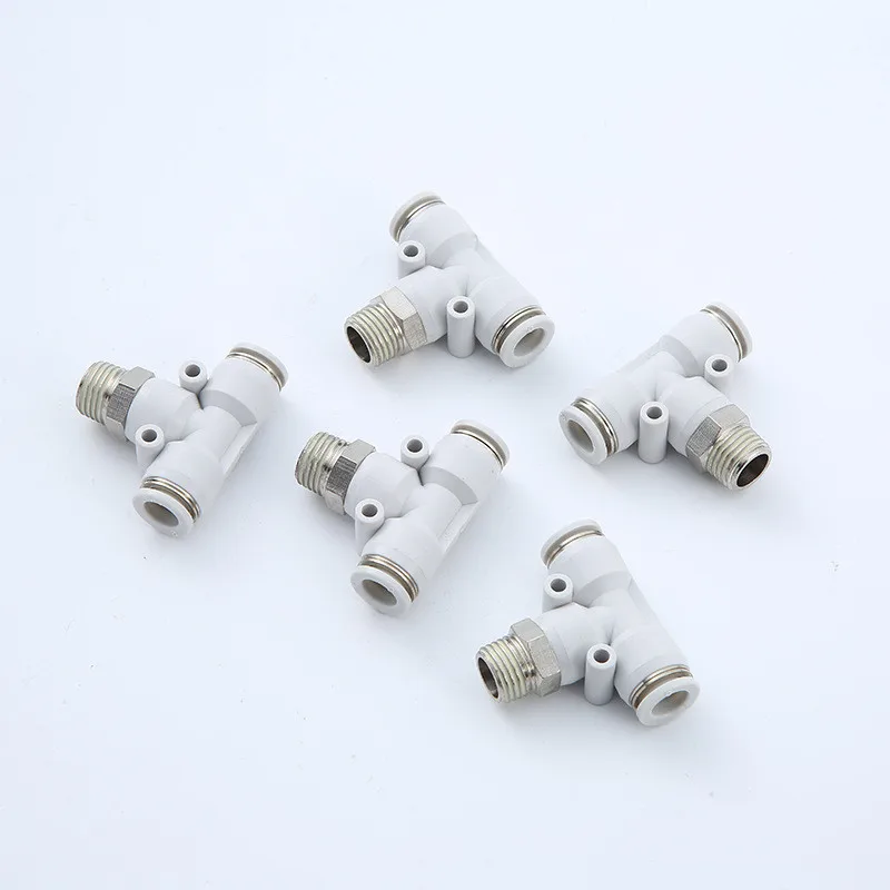portable pneumatic fittings air quick connect pipe fittings one touch elbow TEE brass nickel-plated push in air quick fitting
