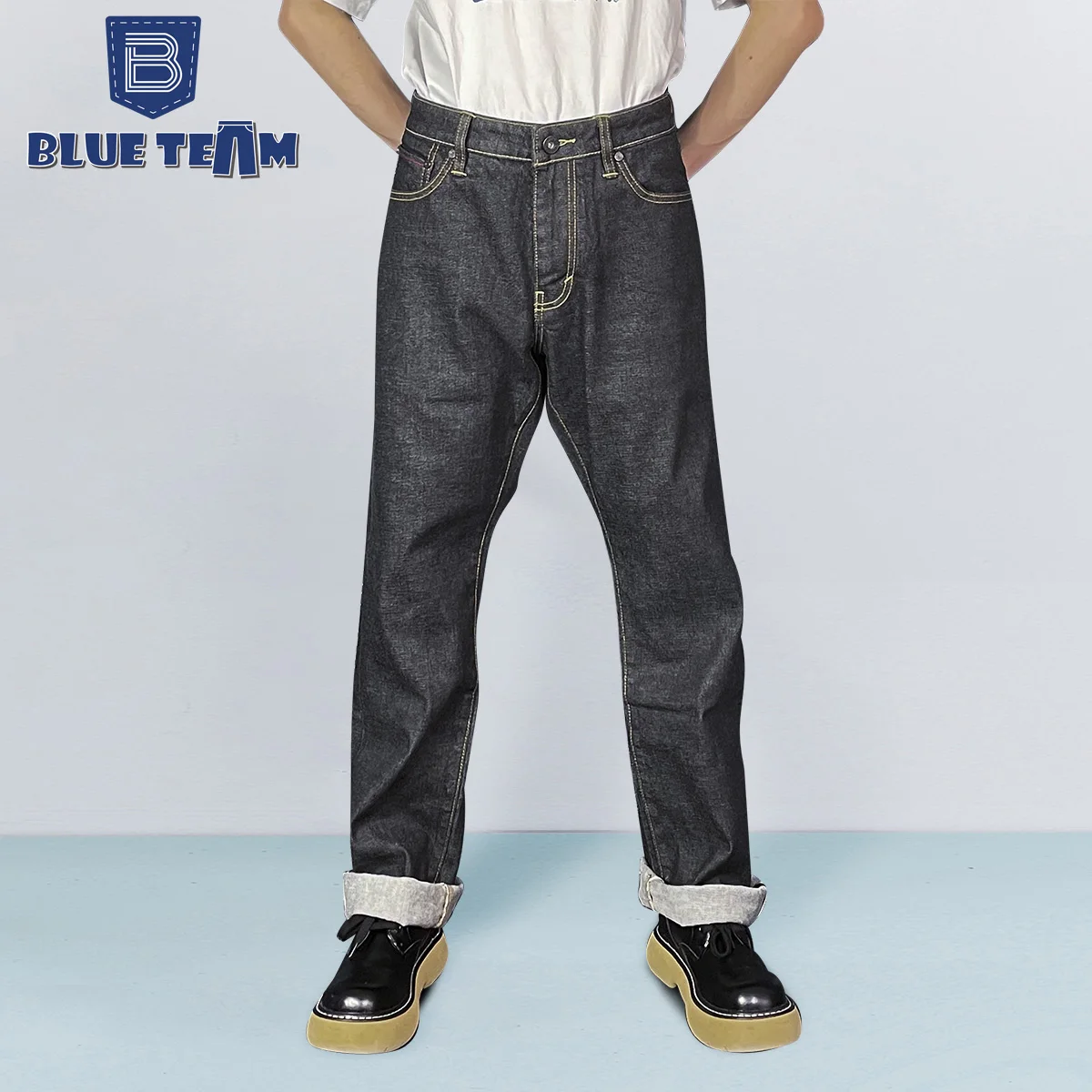 Blue Team | Custom Logo OEM ODM Jeans Manufacturer selvedge jeans losses leg baggy jeans pant for men denim pant mens