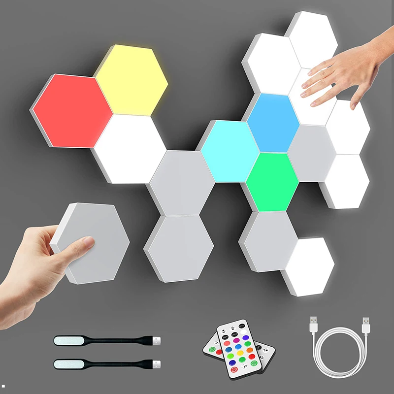 Diy Colorful Quantum Honeycomb Led Hexagonal Lamps Modular Touch Wall Smart Rgb Panel Night Light