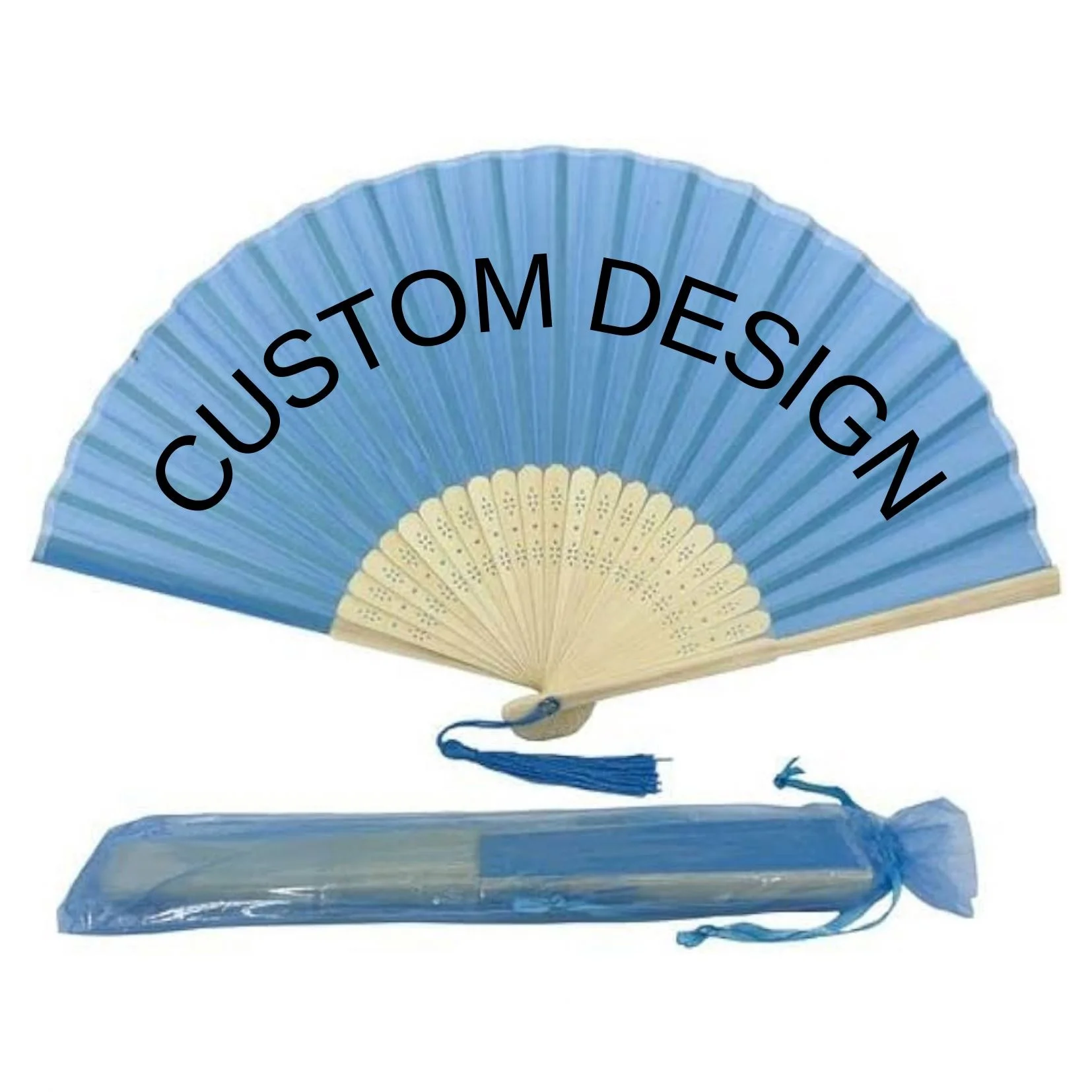 Bamboo Custom Printed Paper Fan Folding Hand Made Bulk Advertised Fan Bamboo Crafts Custom Logo For Both Side Printing Fan