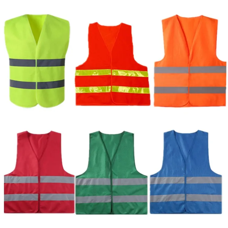 Running Hiking Security Guard Construction Team Work Uniform Safety Protective Uniform Zipper Mesh Vest Jacket Reflective Vests
