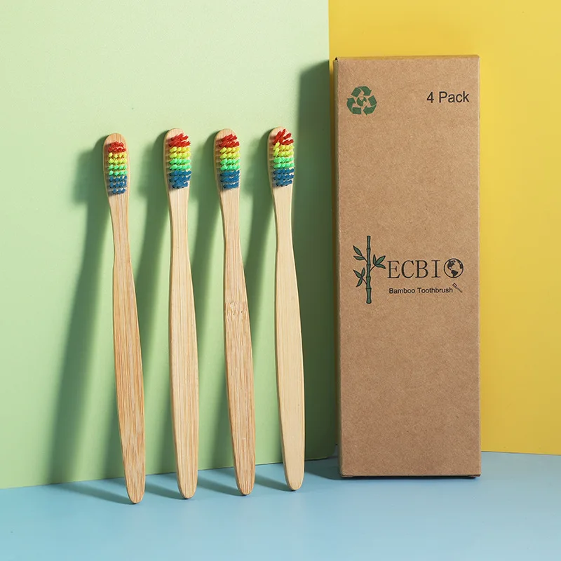 High quality bamboo toothbrush with travel case dental floss kit