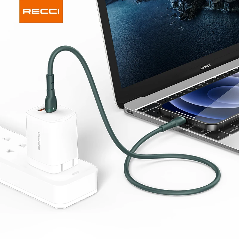 Recci High quality 1M PD 20W  5A fast charging data transfer USB type c to lightning cable for iPhone Android type c