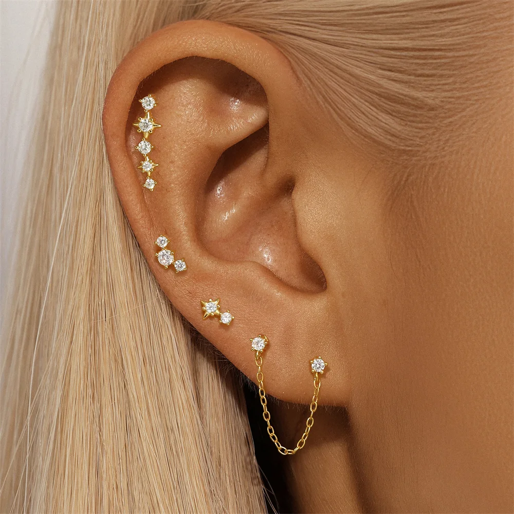 Fenny Europe and America Hot Seller Party Elegant Double Chain Tassel Dangle Hoop 925 Sterling Silver Earring for Women