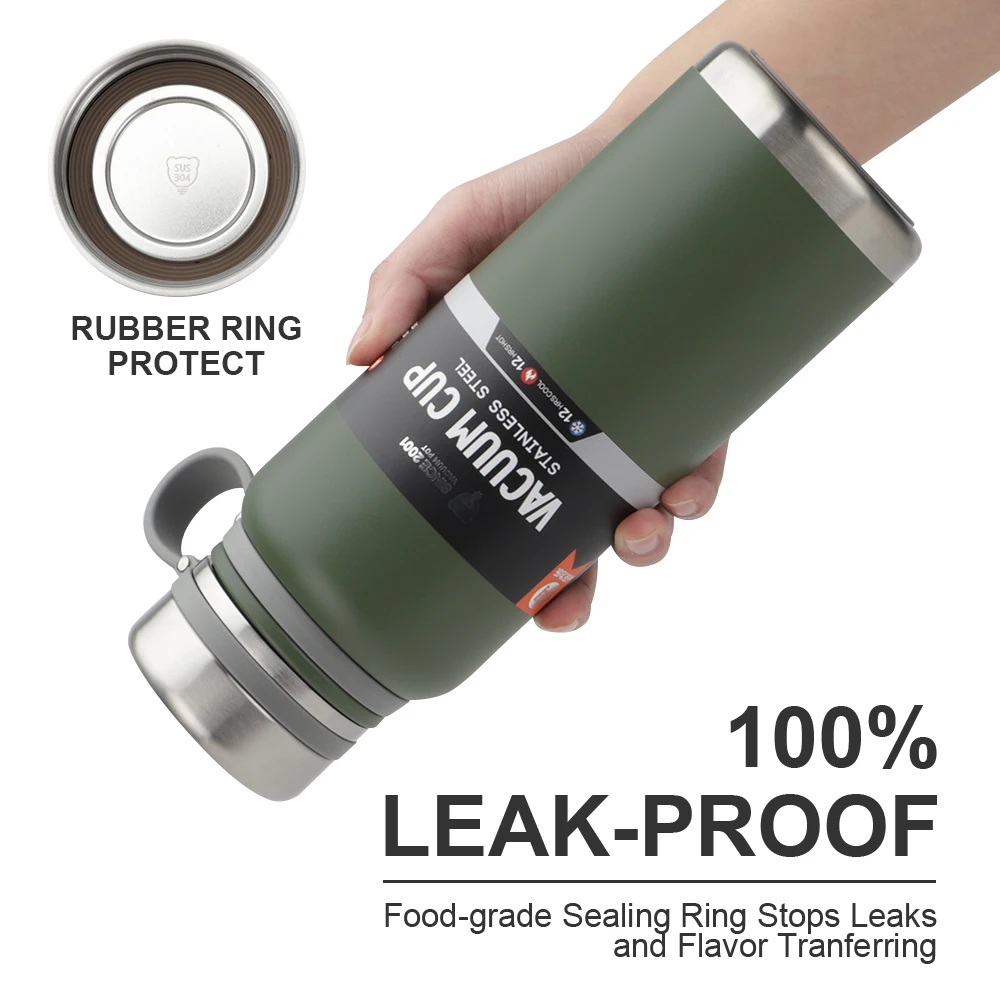 OKADI New style 900ml Travel Stainless Steel Vacuum Insulated Bottle with Portable Handle